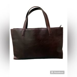 Jones New York Tote Leather Brown Professional Collegiate Preppy Minimalist